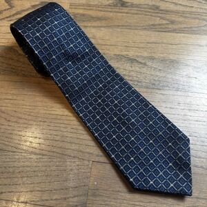 Christian Dior Paris Necktie Blue Geometric Pattern Made in‎ France